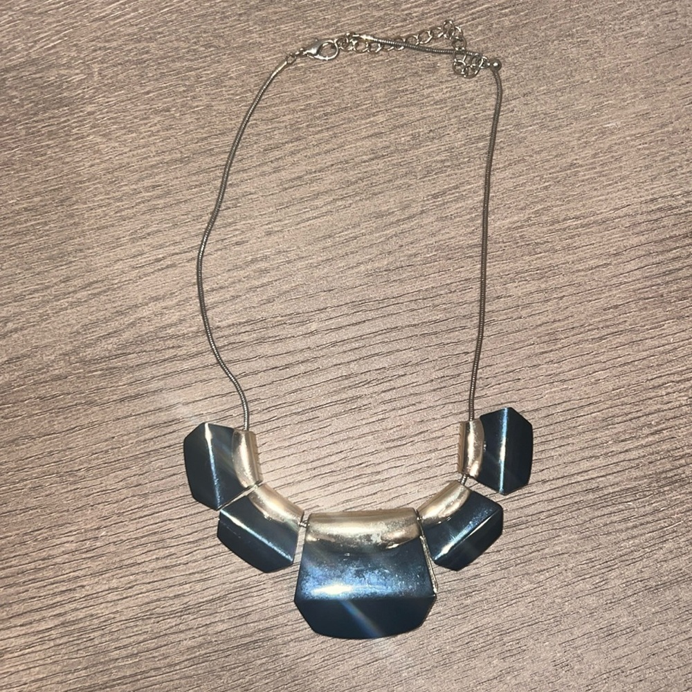 Black and gold geometric statement necklace